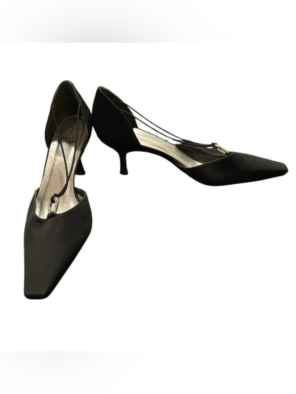 Stuart Weitzman Women's Black Fabric Size 9 Shoes Kitten Heels